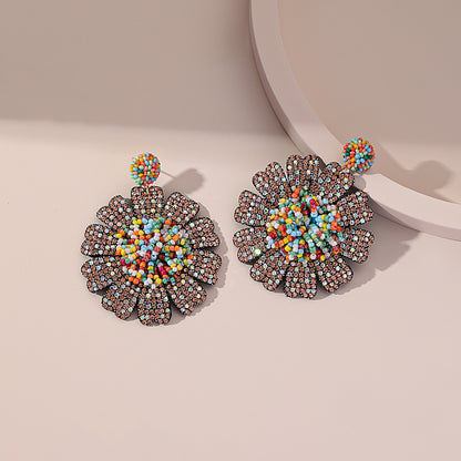 Fashion New Style Crystal Flowers Rhinestone Pendant Earrings