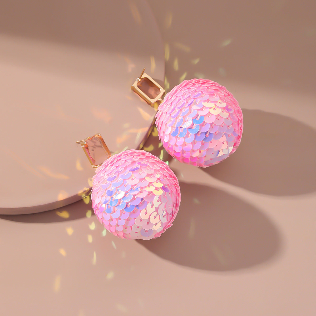 New Style Creative Flower Sequin Ball Pendant Earrings