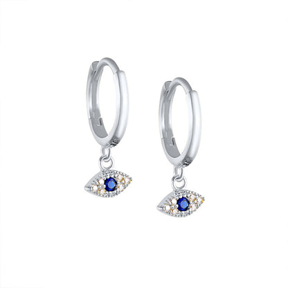 Women's Fashion Simple Style Devil's Eye Sterling Silver Earrings Artificial Gemstones Zircon Stud Earrings