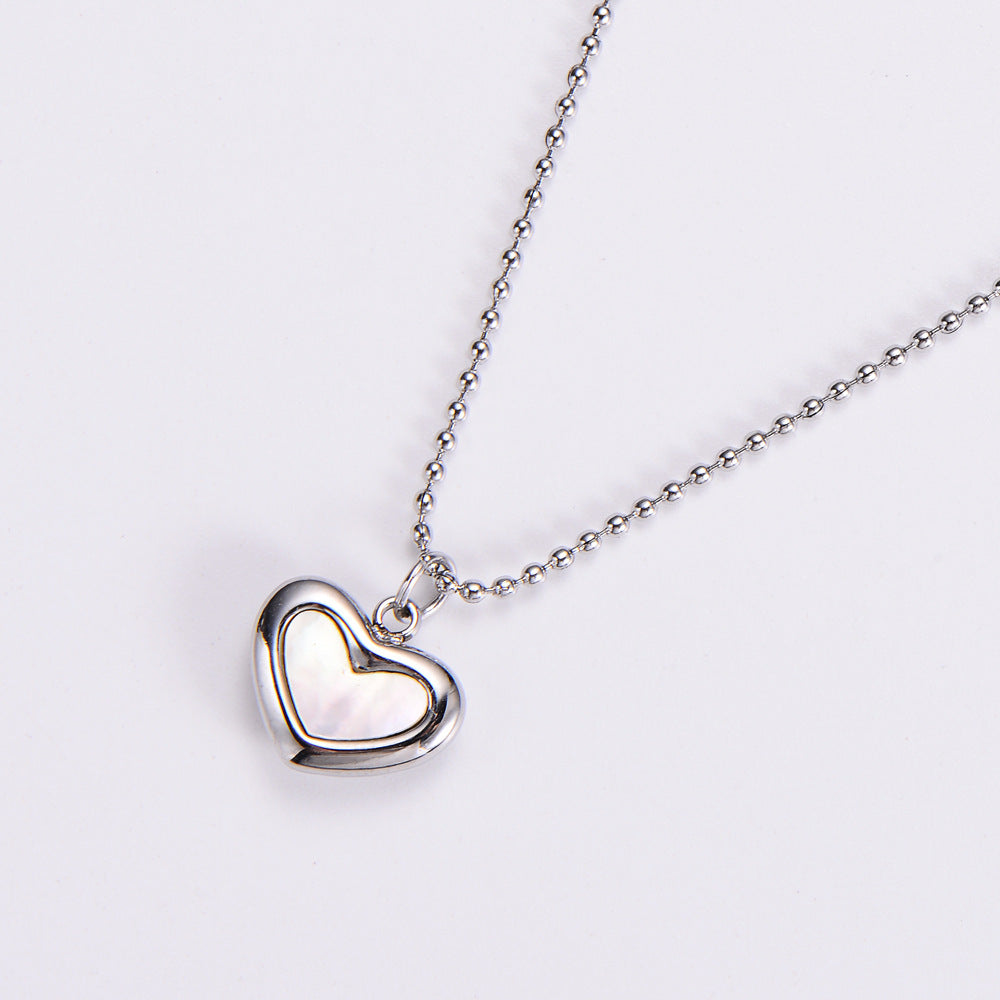 Women's Heart Stainless Steel Shell Pendant Necklace Plating Inlay Stainless Steel Necklaces