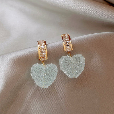 Sweet Alloy Heart Shape Earrings Dating Electroplating Rhinestone Drop Earrings As Shown In The Picture