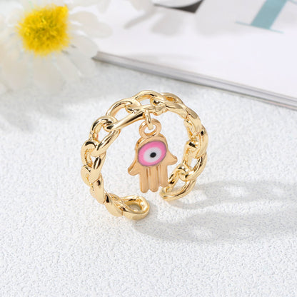 Women's Simple Style Devil's Eye Palm Alloy Rings Plating Alloy Rings