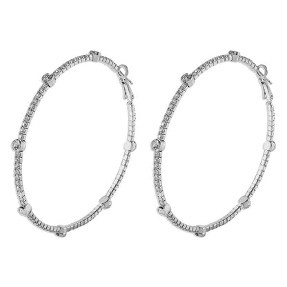 Fashion Simple Big Circle Claw Chain Rhinestone Inlaid Earrings Women