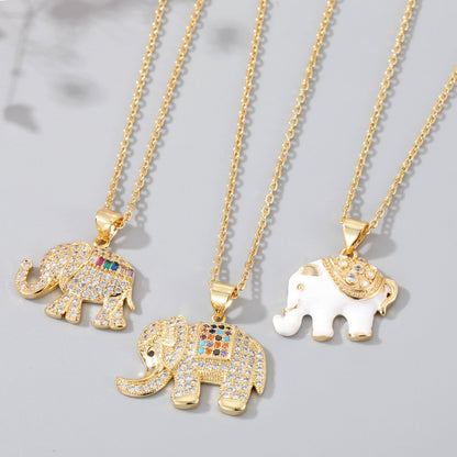 Unisex Simple Style Elephant Alloy Necklace Plating Zircon Necklaces