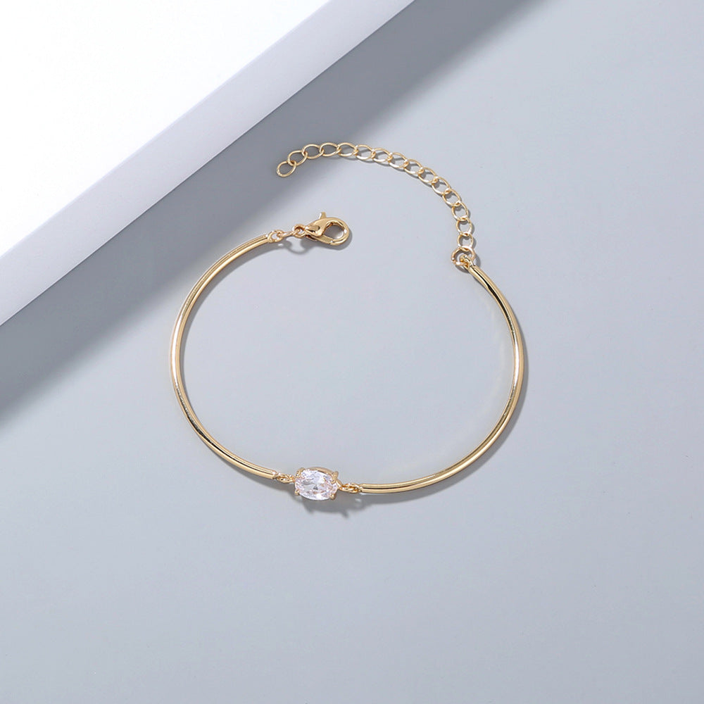 Fashion Geometric Copper Zircon Bracelets In Bulk