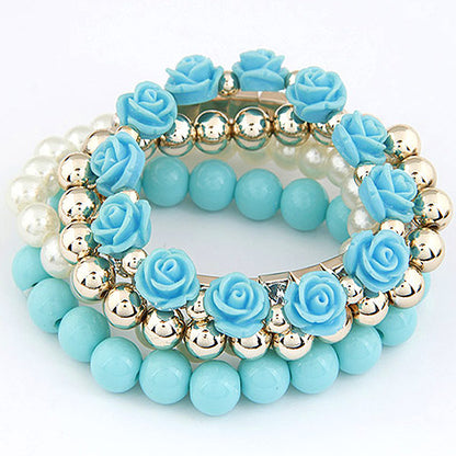 Fashion Geometric Flower Synthetic Resin Artificial Pearls Beads Bracelets