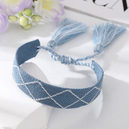 Fashion Plaid Tassel Argyle Cloth Knitting No Inlaid Bracelets