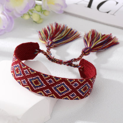 Fashion Plaid Tassel Argyle Cloth Knitting No Inlaid Bracelets