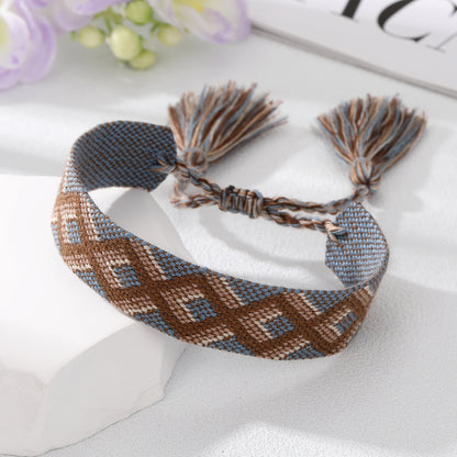 Fashion Plaid Tassel Argyle Cloth Knitting No Inlaid Bracelets