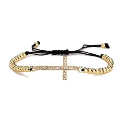 Women's Fashion Cross Copper Bracelets Inlaid Zircon Zircon Copper Bracelets