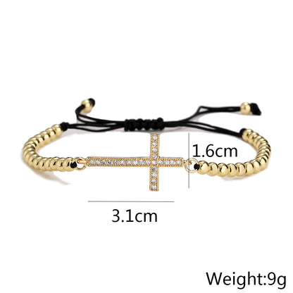 Women's Fashion Cross Copper Bracelets Inlaid Zircon Zircon Copper Bracelets