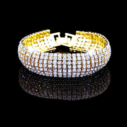 Wholesale Jewelry Fashion Round Rhinestone Zinc Artificial Rhinestones Diamond Bangle