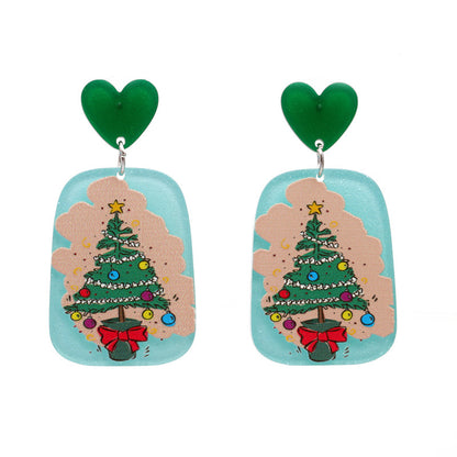 Fashion Christmas Tree Acrylic No Inlaid Earrings