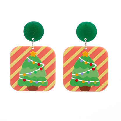 Fashion Christmas Tree Acrylic No Inlaid Earrings