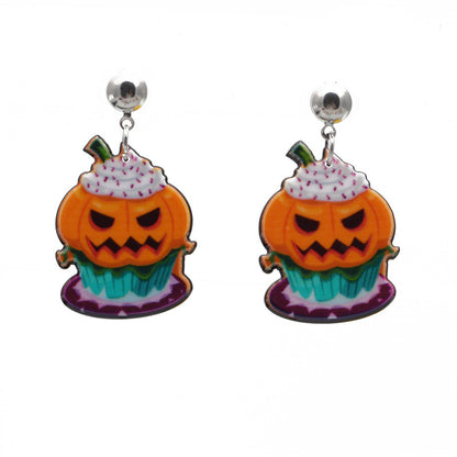 Women's Men's Fashion Halloween Pattern Cat Acrylic Earrings Animal Pattern No Inlaid Drop Earrings