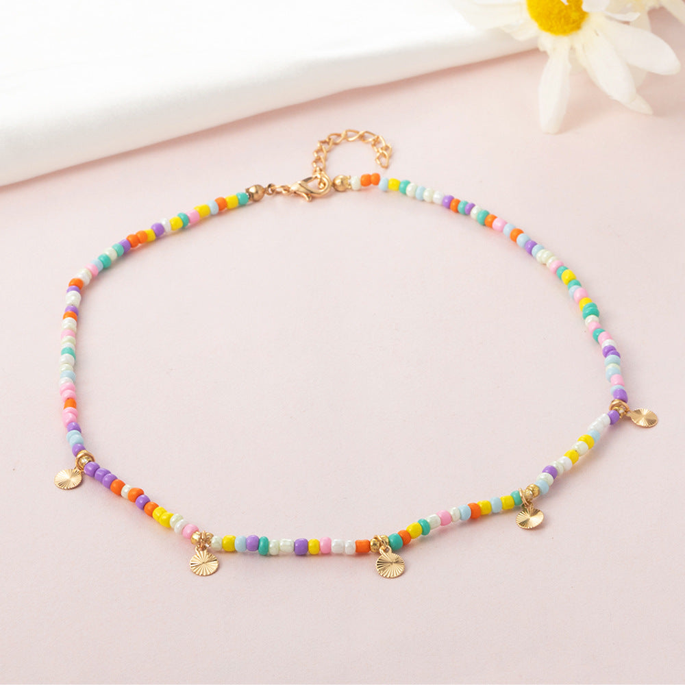 Fashion Simple Style Geometric Round Beaded Alloy Beads Necklace