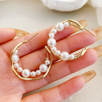 Women's Fashion Geometric Alloy Earrings Splicing Plating No Inlaid Hoop Earrings