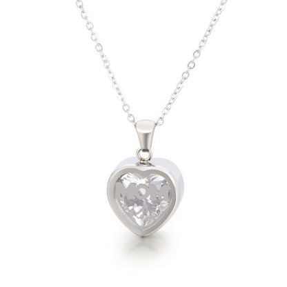 New European And American Fashion Stainless Steel 12 Birthday Stone Heart-shaped Necklace