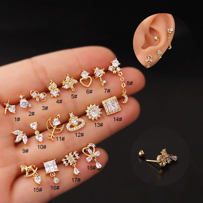 Women's Fashion Geometric Metal Ear Studs Plating Inlay Zircon