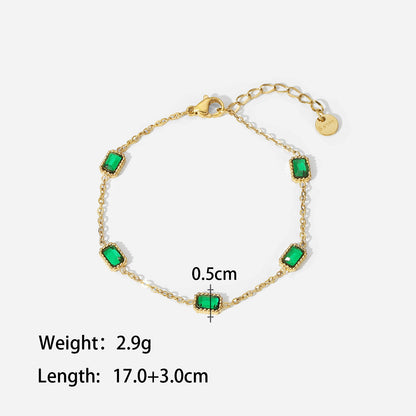 Simple Style Geometric Stainless Steel Bracelets Artificial Gemstones Stainless Steel Bracelets