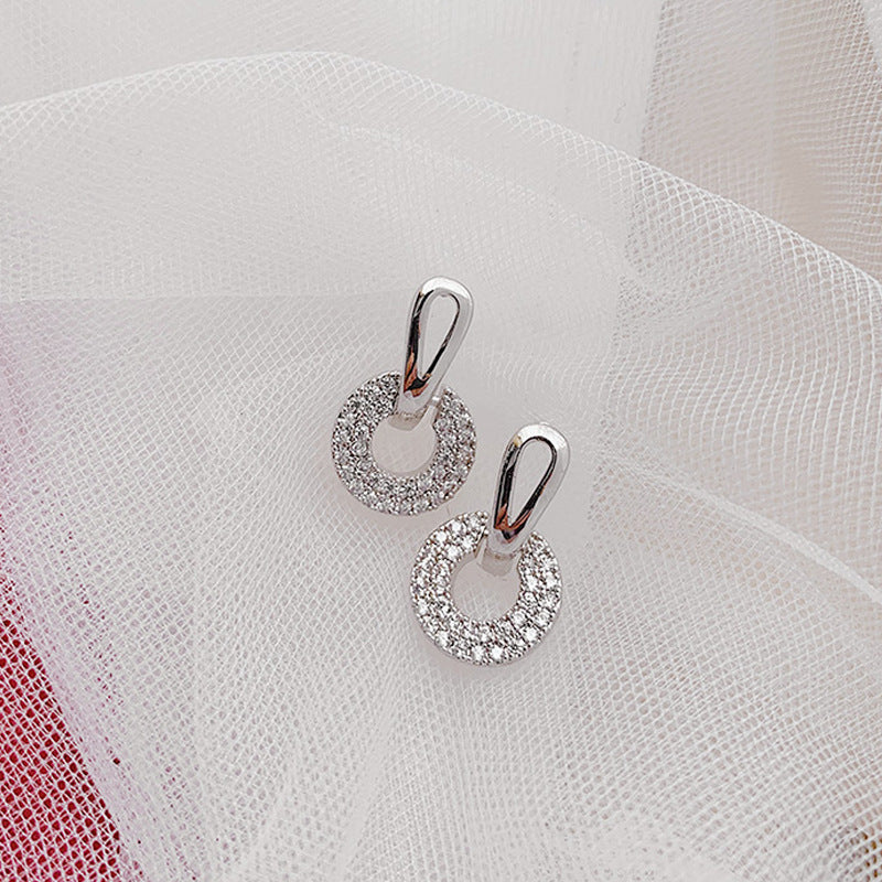 Wholesale Jewelry 1 Pair Simple Style Geometric Metal Zircon Earrings