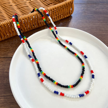 Bohemian Colorful Beaded Beaded Handmade Earrings Necklace Jewelry Set