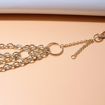 Elegant Geometric Alloy Plating Body Chain