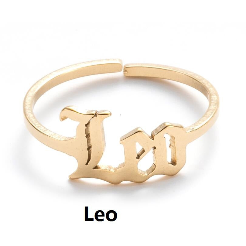 1 Piece Retro Letter Stainless Steel Plating Open Ring