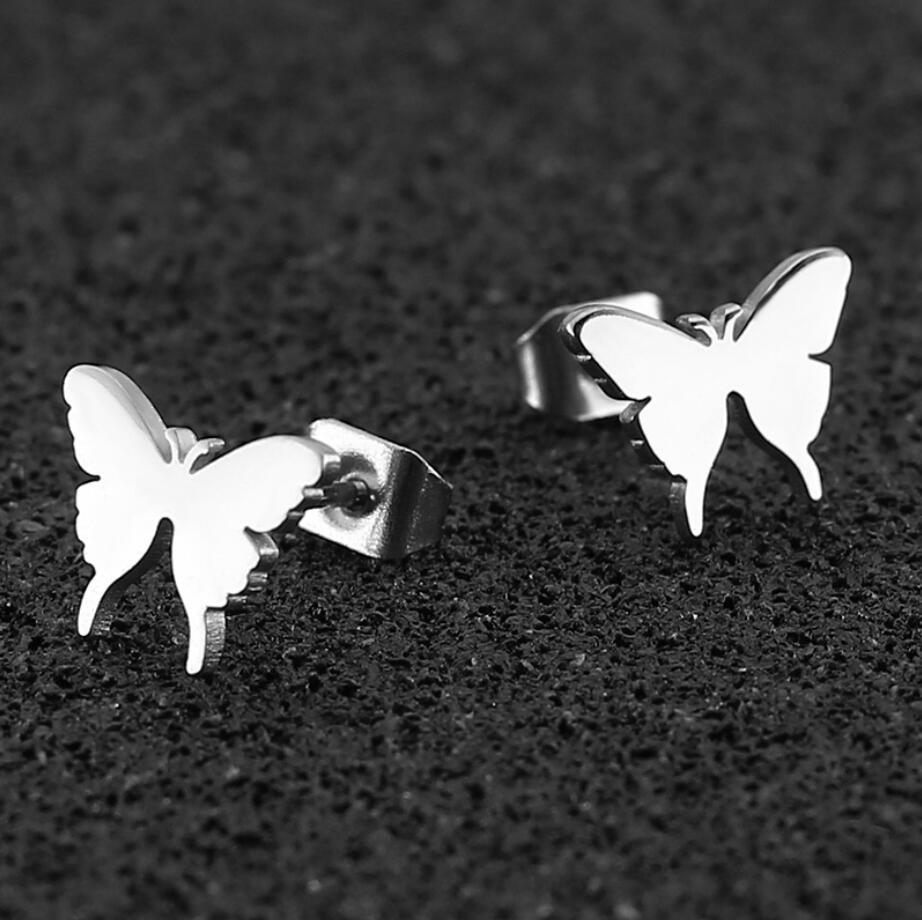 1 Pair Sweet Butterfly Titanium Steel Plating Ear Studs