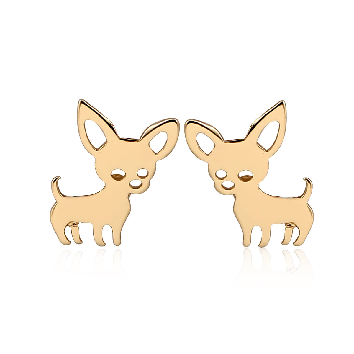 Women's Simple Style Dog Stainless Steel No Inlaid Ear Studs Stainless Steel Earrings