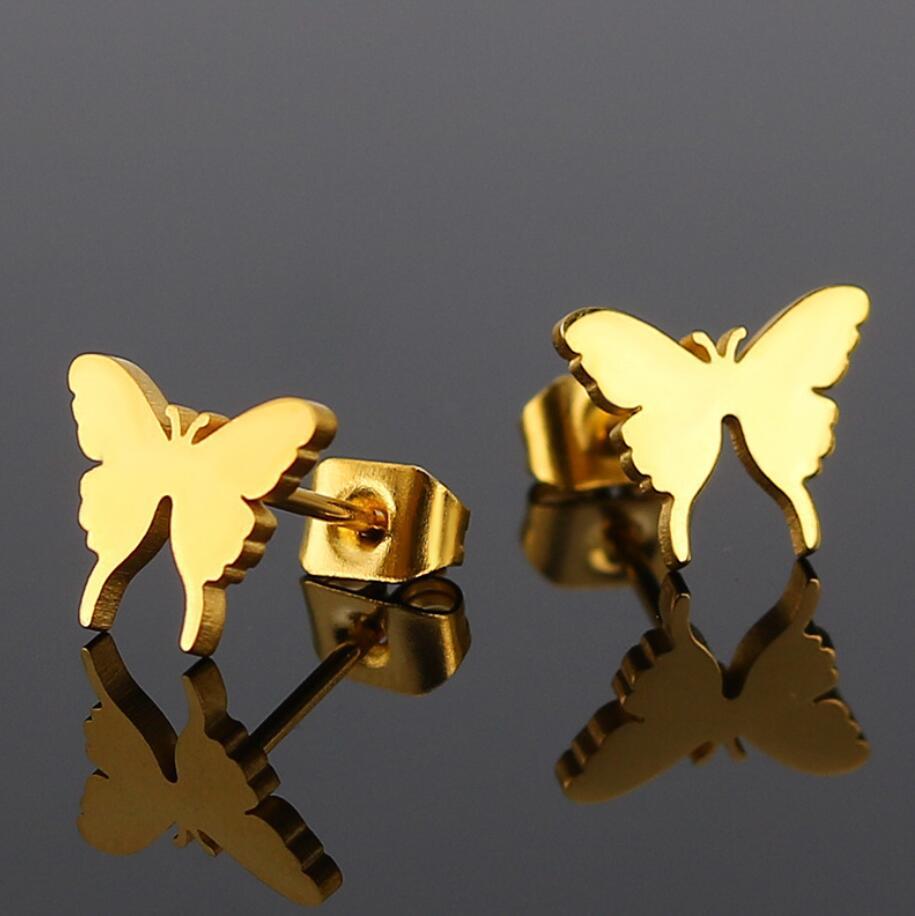 1 Pair Sweet Butterfly Titanium Steel Plating Ear Studs