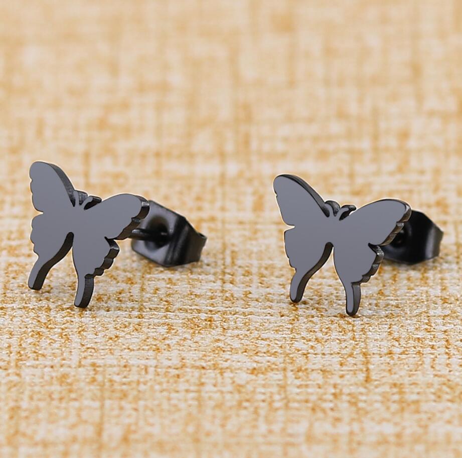 1 Pair Sweet Butterfly Titanium Steel Plating Ear Studs