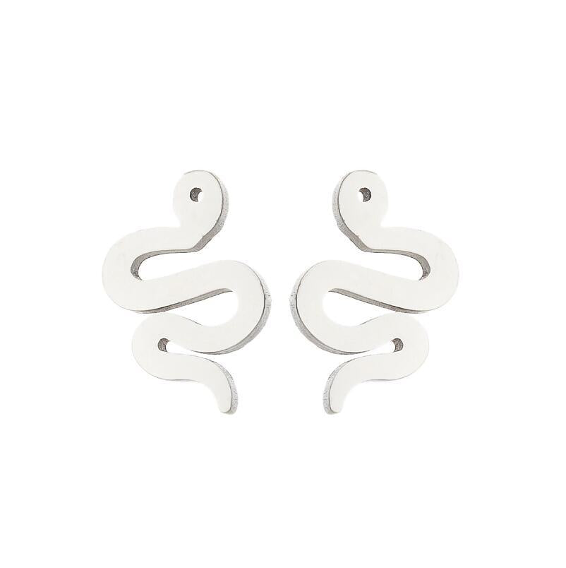 Women's Simple Style Snake Stainless Steel No Inlaid Ear Studs Plating Stainless Steel Earrings