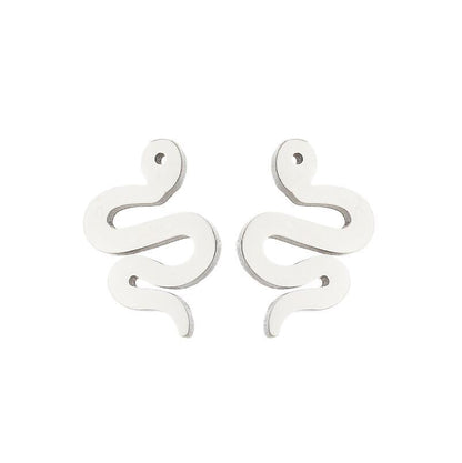 Women's Simple Style Snake Stainless Steel No Inlaid Ear Studs Plating Stainless Steel Earrings