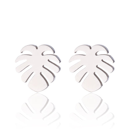 Women's Fashion Palm Tree Stainless Steel No Inlaid Ear Studs Stainless Steel Earrings