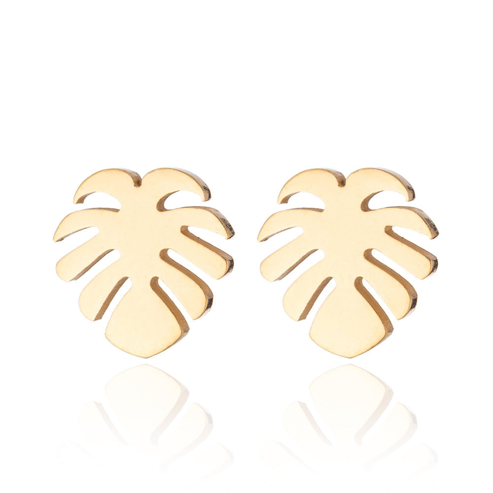 Women's Fashion Palm Tree Stainless Steel No Inlaid Ear Studs Stainless Steel Earrings