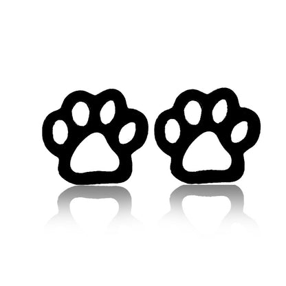 1 Pair Cute Paw Print Plating 304 Stainless Steel 18K Gold Plated Ear Studs