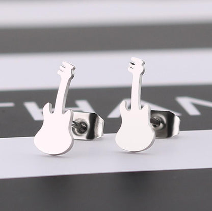 Women's Fashion Violin Stainless Steel No Inlaid Ear Studs Stainless Steel Earrings