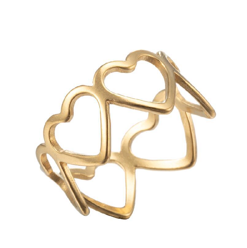 Wholesale Jewelry Fashion Heart 201 Stainless Steel No Inlaid 18K Gold Plated