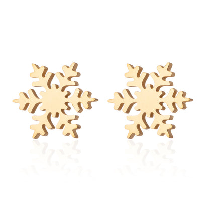 Women's Simple Style Animal Snowflake Stainless Steel No Inlaid Ear Studs Stainless Steel Earrings