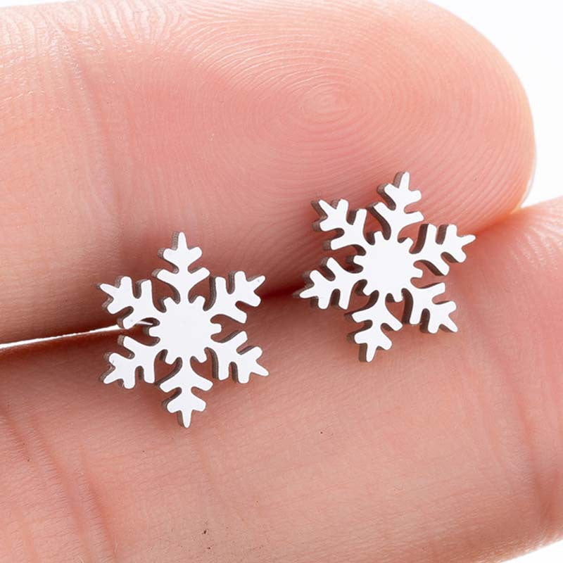 Women's Simple Style Animal Snowflake Stainless Steel No Inlaid Ear Studs Stainless Steel Earrings