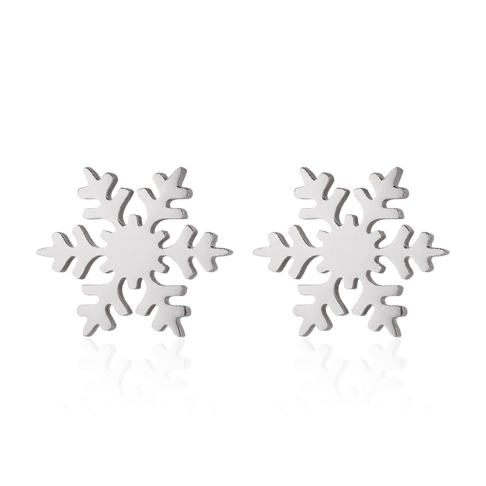 Women's Simple Style Animal Snowflake Stainless Steel No Inlaid Ear Studs Stainless Steel Earrings