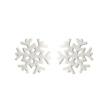 Women's Simple Style Animal Snowflake Stainless Steel No Inlaid Ear Studs Stainless Steel Earrings