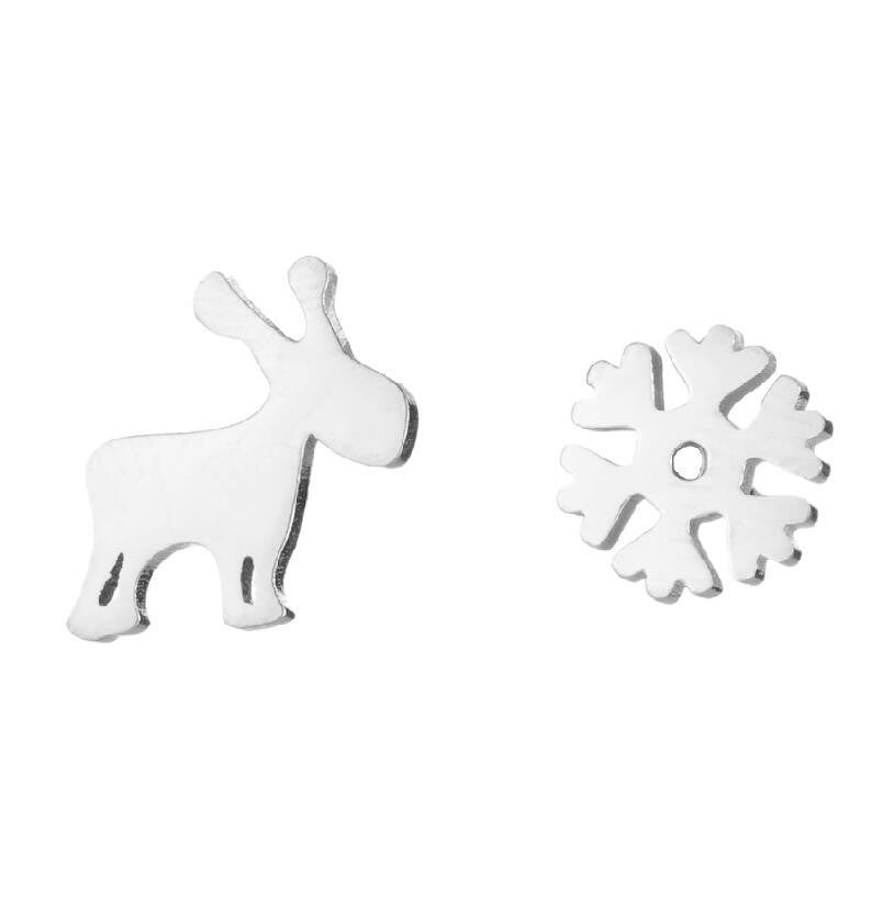 Women's Simple Style Animal Snowflake Stainless Steel No Inlaid Ear Studs Stainless Steel Earrings