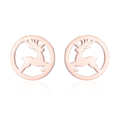 Women's Simple Style Animal Snowflake Stainless Steel No Inlaid Ear Studs Stainless Steel Earrings