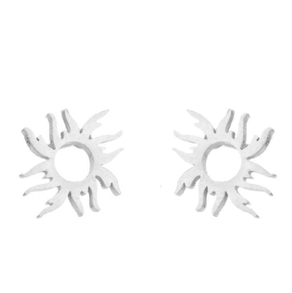 1 Pair Simple Style Sun Stainless Steel Plating Ear Studs