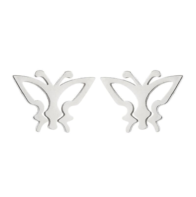 Women's Simple Style Butterfly Stainless Steel No Inlaid Ear Studs Plating Stainless Steel Earrings