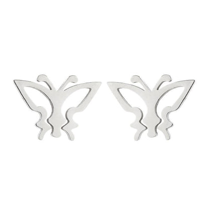 Women's Simple Style Butterfly Stainless Steel No Inlaid Ear Studs Plating Stainless Steel Earrings