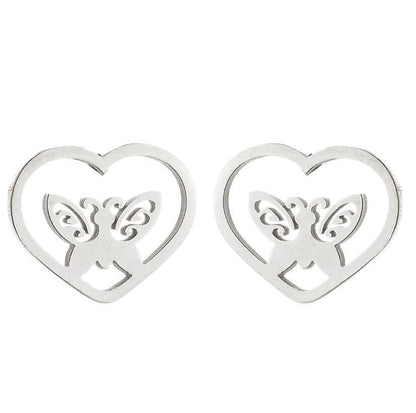 Women's Simple Style Butterfly Stainless Steel No Inlaid Ear Studs Plating Stainless Steel Earrings