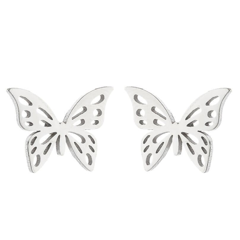 Women's Simple Style Butterfly Stainless Steel No Inlaid Ear Studs Plating Stainless Steel Earrings